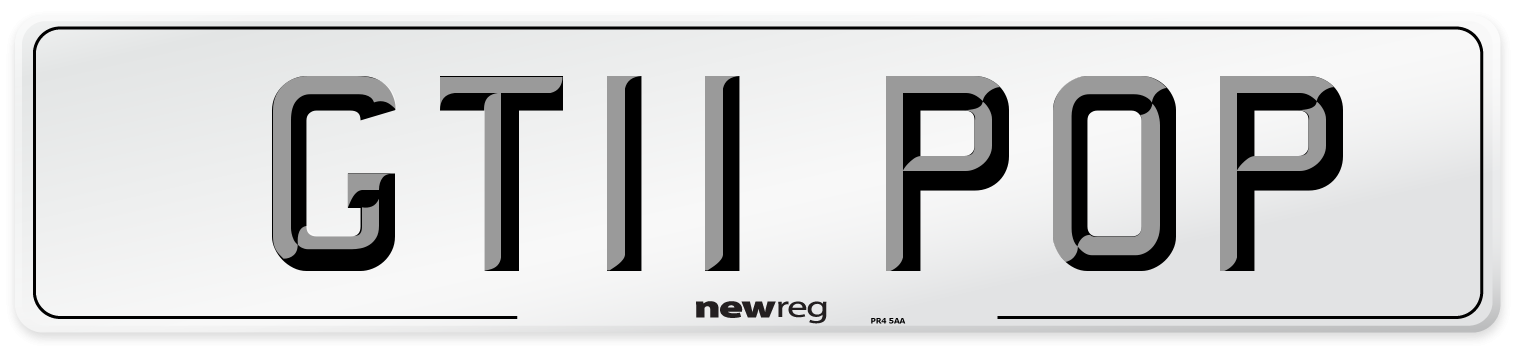 GT11 POP Number Plate from New Reg